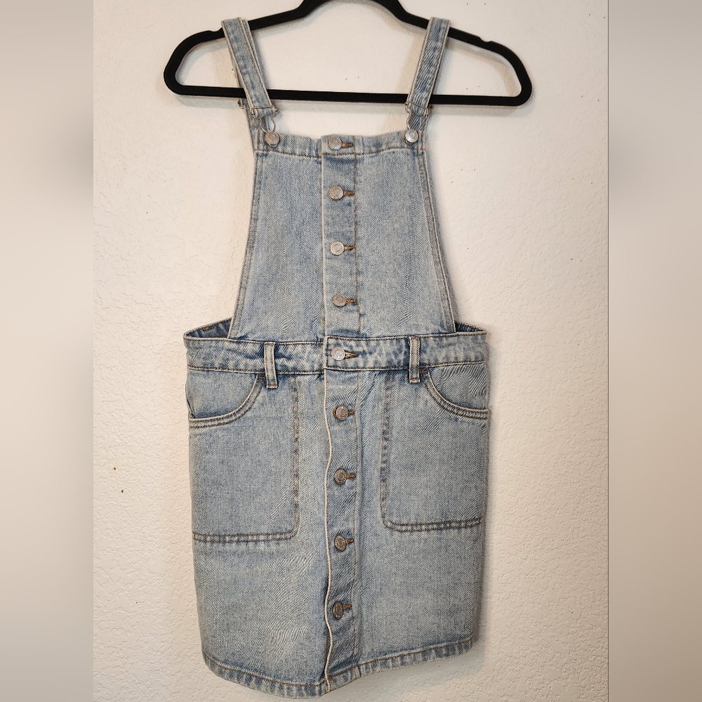 PacSun Denim Button-Down Overall Dress with Pockets, Size S
